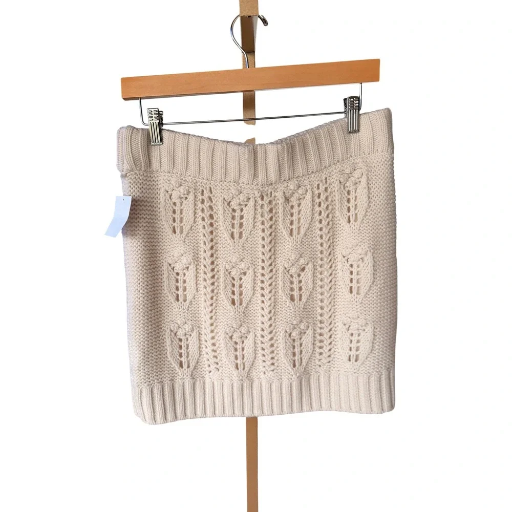 Splendid‎ Collection Cream Cable Knit Mini Skirt L G G RF4A920
